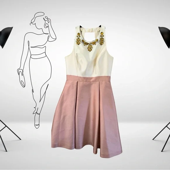 Eliza J | Dresses | Eliza J Halter Cocktail Dress In Cream And Pink |  Poshmark